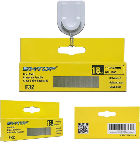 BHTOP F32 1 1/4" 18 Guage Galvanized Brad Nails, 1000-Pack