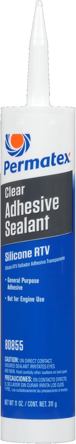 Permatex 80855 Clear RTV Silicone Adhesive Sealant, Waterproof, 11 oz