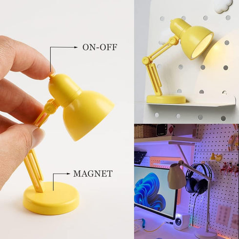 Mini Lamp Refrigerator Magnet, Cute LED Table Foldable Lamp, Novelty Fridge Magnet, Night Study Portable Lamp, Yellow
