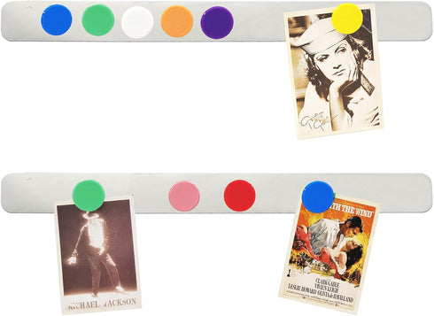 ZDZBLX Magnetic Board Strips, Frameless Stainless Iron Bulletin Board Bar Strip with 10pcs Colorful Magnets for Home