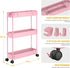 SPACELEAD Slim Storage Cart, 3 Tier Bathroom Rolling Utility Organizer, Mobile Shelving Unit, Pink