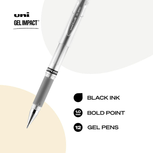uniball Impact Gel Pen, Medium 1 Mm, Silver Metallic Ink, Silver Barrel