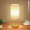 Rechargeable Cordless Touch Table Lamp with Stepless Dimming,Natural Wood Base&Linen Shade,Small Battery
