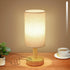 Rechargeable Cordless Touch Table Lamp with Stepless Dimming,Natural Wood Base&Linen Shade,Small Battery