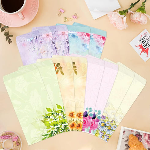 Paper Master Envelope Set, 12 Packs of Flora Letter Envelopes, Decorated Printer Stationery, 9.7x4.7 inches