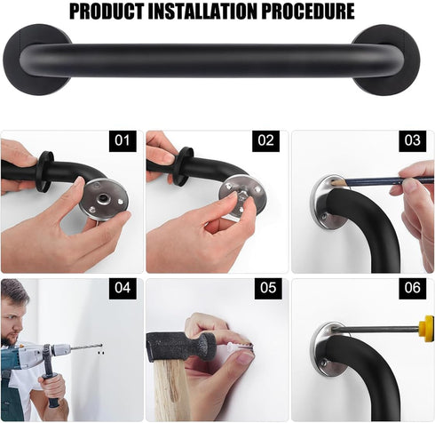12'' Grab Handle Railing Wall Railing for Elderly Handrail Grab Rail Stainless Steel Pipe Hand Rail Safety Handle Bar