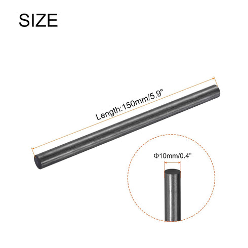 MECCANIXITY 2 Pack Carbon Fiber Rod, 10mm x 150mm, for RC Plane DIY Tool, Quadcopter Arm