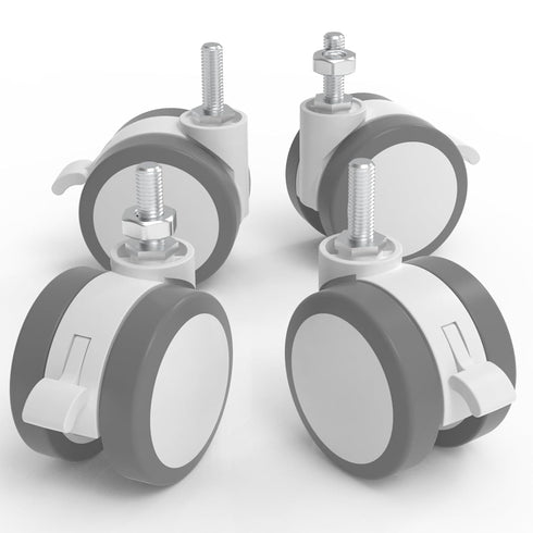 JOY Worker Lockable Stem Caster Wheels Set of 4, M8 Nylon Threaded Swivel Casters, 2.5 Inch