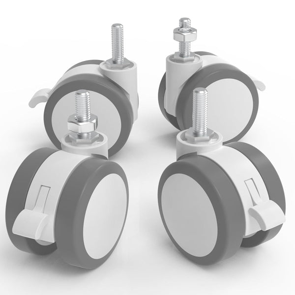 JOY Worker Lockable Stem Caster Wheels Set of 4, M8 Nylon Threaded Swivel Casters, 2.5 Inch