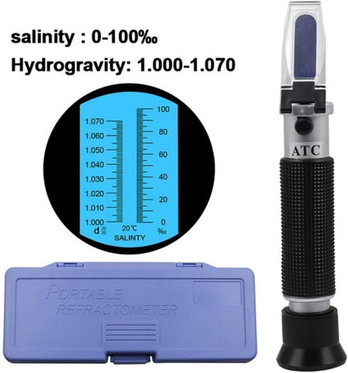 VGVGV 0-100% 1.000-1.070SG Brix Refractometer, Handheld Salinometer Salinity Aquarium ATC Refractometer Salinity