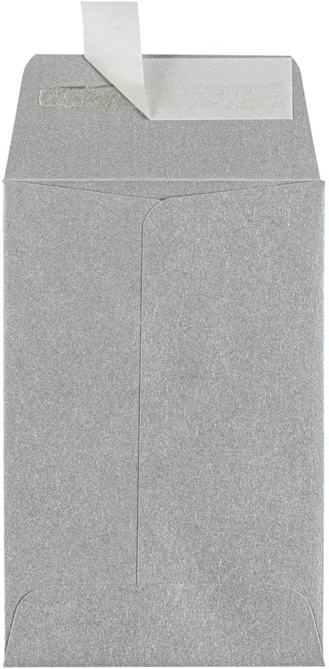 LUXPaper #4 Coin Envelopes | 3'' x 4 1/2'' | Silver Metallic | 80lb. Text | 50 Quantity