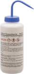 EISCO Wash Bottle for Sodium Hypochlorite (Bleach), 1000ml - Color Coded Chemical & Safety Information (4 Colors) - Wide Mouth, Self Venting, Low Density Polyethylene - Performance Plastics Labs by EISCO