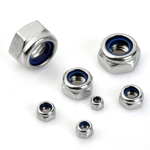 ALLWIN M3 M4 M5 M6 M8 M10 M12 Set,140PCS Nuts,304 Locknuts Assortment Kit - Metric Nylon Insert Lock Nuts Lock