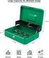 Lock,Tiered,4 5 Slots,11.8" 9.5" 3.5",Green xydled Cash Box with Money Tray and Key Bill / Coin x x