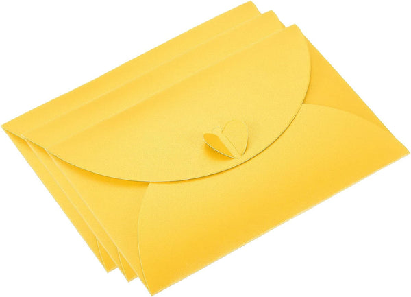 PATIKIL 24 Pack Heart Shaped Gift Card Envelopes, Mini Photo Holders for Birthdays Weddings, Yellow Clasp