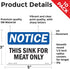 5 Inch 3.5 Inch 10 Pack This Sink For Meat Only OSHA Notice Vinyl Decal Label x