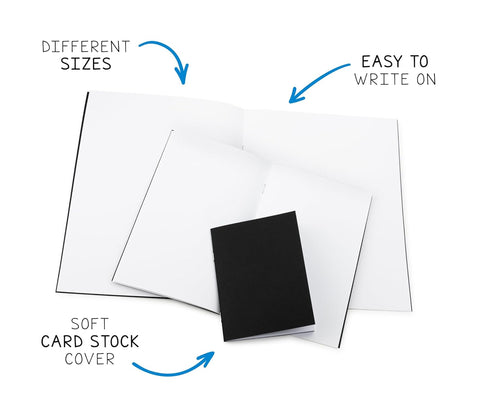 Hygloss Blank Black Books - Unlined Notebooks for Journaling, 24 White Pages (12 Sheets), 8.5 x 11-Inch, 10 Books