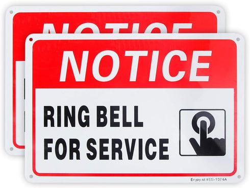 2-Pack Ring Bell for Service Sign, 10"x 7", .04" Aluminum Reflective Sign, Rust Free, Weatherproof