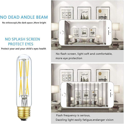 XININSUN T10 LED Bulb, 8W Dimmable Tubular Bulbs, 75-100 Watt Equivalent, 4000K Daylight, 850lm, Clear Glass, 3 Pack