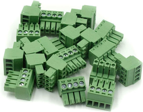 20Pcs 4-Pin 300V KF2EDGK 3.5mm Pitch PCB Screw Terminal Block Connector, Green