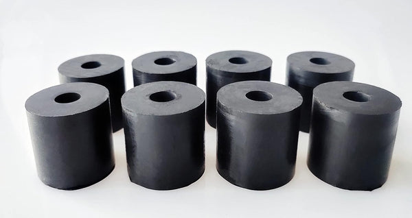 Multi Purpose Rubber Spacer 1 3/16 Inch OD x 3/8 Inch ID x 1 3/16 Inch Thickness, Black Neoprene Washers (8)