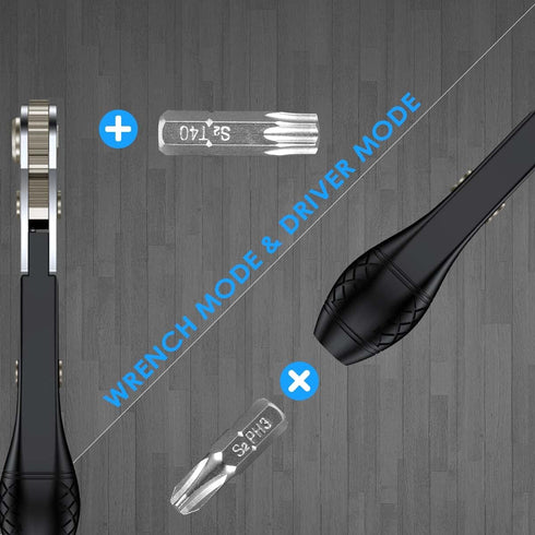 37pcs Mini Ratchet Screwdriver Set with 1/4" S2 Steel Bits, 90 Degree Right Angle Screwdriver, Magnetic Bit Holder