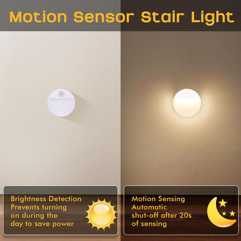 8 Pack Closet Guankai Motion Sensor Stair Light for Indoor, Battery Operated Night Lights, Led Stick On Puck Lighting