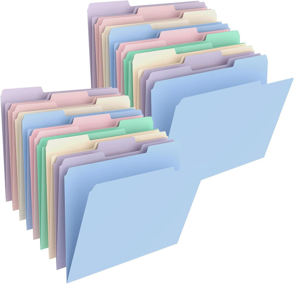 HABGP 100 Pcs Manilla Folders - 8.5 x 11 Inch, 1/3-Cut Tab Colored File Folders for School Business Office