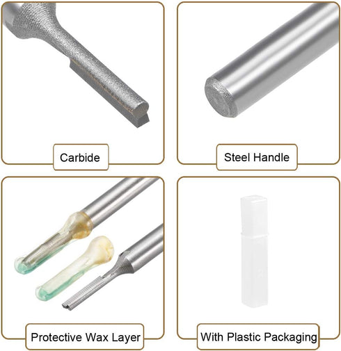 uxcell 4pcs Router Bit 1/4" Shank 1/8" Cutting Dia Single Straight Flute Carbide Tool for Woodworking Carpentry