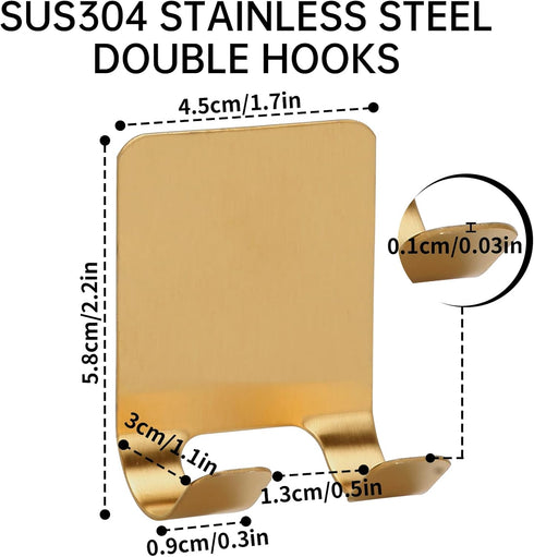 4 Pack, Self Adhesive Hooks Waterproof Razor Holder in Inside Shower Metal Heavy Duty Utility Storage Hook.Towel.