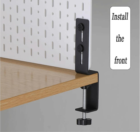 Desk Clamp 2Pcs, Pegboard Fixing Bracket for Desktop Accessories, Metal Organizer Bracket, Black