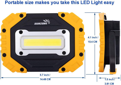sunzone (2 Pack) Portable LED Work Light,AA Battery Powered Flood Lights,Super Bright Workshop Job Site Lighting