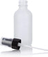 JUVITUS 2 oz Frosted Clear Glass Boston Round with Black Mist Sprayer, 24 pack + Funnel