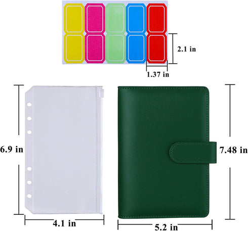 Budget Binder with Zipper Envelopes, Antner, Money Organizer for Cash, Dark Green