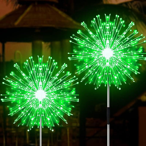 JJGoo Solar Garden Lights, 2 Pack 120 LEDs Solar Firework Lights with 2 Lighting Modes for Outdoor Waterproof Decoration