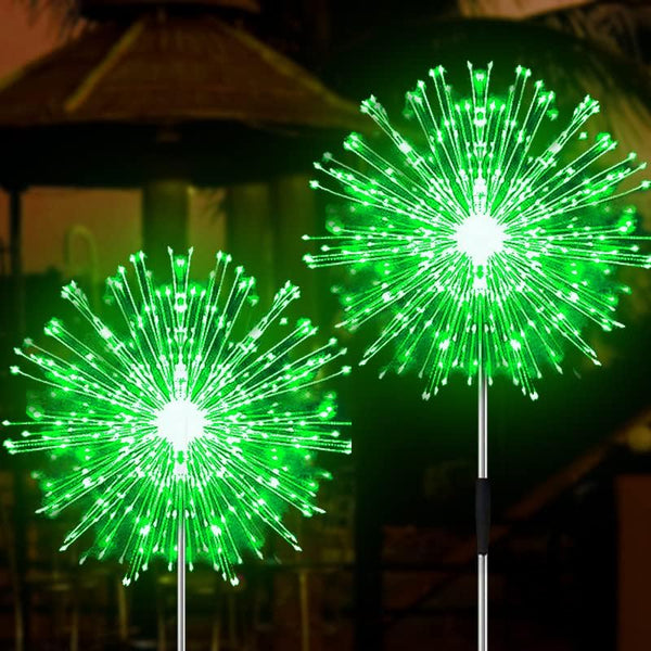 JJGoo Solar Garden Lights, 2 Pack 120 LEDs Solar Firework Lights with 2 Lighting Modes for Outdoor Waterproof Decoration