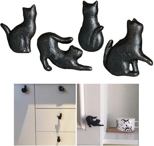 Zeizafa 4Pcs Drawer Pulls Cats Shape Dressers Knob Cupboard Handle Unique Furniture Handle Simple Bedside Cabinet Pull