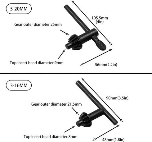 6IN1 Electric Drill Chuck Key Wrench Tool with 6 Sizes for Hand Drill Clamping, Drill Chuck Keys