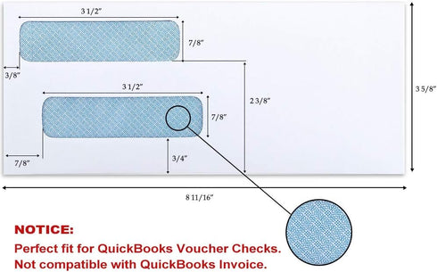 ValBox 200 Count #8 Double Window Envelopes 3 5/8" x 8 11/16" Flip and Seal Double Window Security Check Envelopes- Security Tint Pattern Designed for Home Office Secure Mailing by ValBox