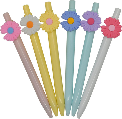 Maydahui 42PCS Little Daisy Shaped Rollerball Pens, Colorful Flower Pens with Black Gel Ink for Valentine's Day