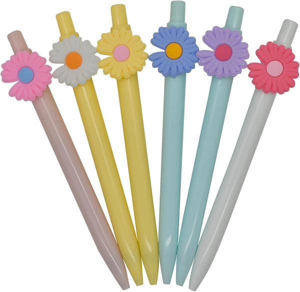 Maydahui 42PCS Little Daisy Shaped Rollerball Pens, Colorful Flower Pens with Black Gel Ink for Valentine's Day