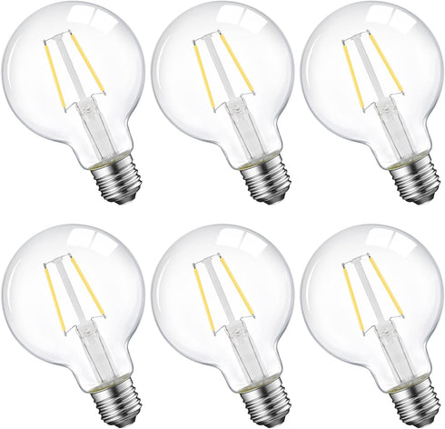 E ENERGETIC LIGHTING Dimmable LED Edison Light Bulb, G25 (G80) Globe Bulb, 60W Equivalent, 6-Pack