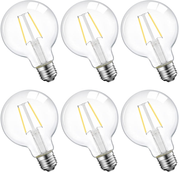 E ENERGETIC LIGHTING Dimmable LED Edison Light Bulb, G25 (G80) Globe Bulb, 60W Equivalent, 6-Pack