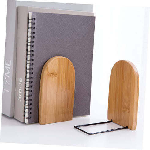 Elegant Bamboo Bookends for Desk - Nature-Inspired Book Organizers