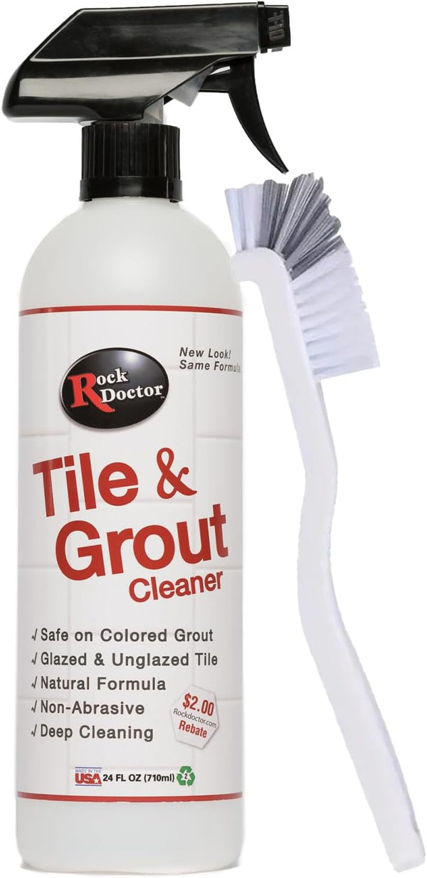 Rock Doctor Natural Tile and Grout Cleaner with brush, Remove Stains Dirt,