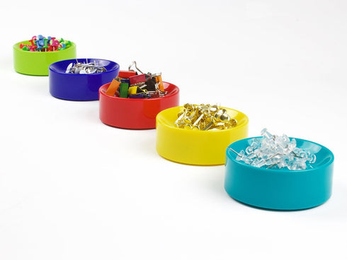 Clipwell Magnetic Paper Clip Holder - Easy Toss & Pick-Up, Powerful Magnet for Home & Office Organizer, Yellow
