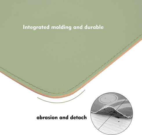 Leather Mouse Pad, Wood Mouse Pad, Double Side Stitched Edges, Equipped with Coaster Mouse Pads for Laptop, Office &