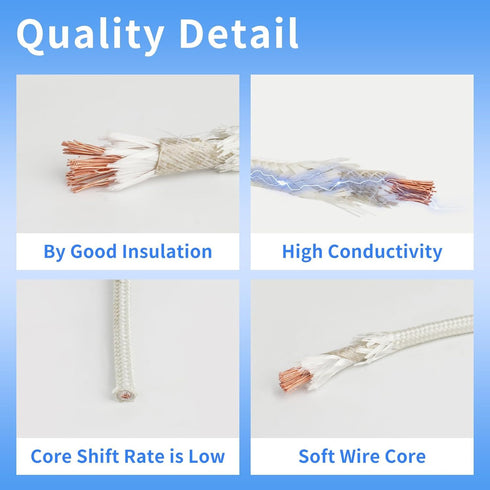 KToyeang 14 2 16.4Ft, -76-932 14 2 Gauge Conductor High Temperature Wire AWG Mica Fiberglass Core Copper Wire Insulated