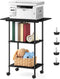 Black Printer Stand with Storage, 3 Tier Rolling Cart with Wheels, Large Printer Table for Home Office