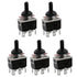 Baomain Toggle Switch with Waterproof Boot Cap, AC 250V 15A DPDT 3 Position ON/OFF/ON, Pack of 5